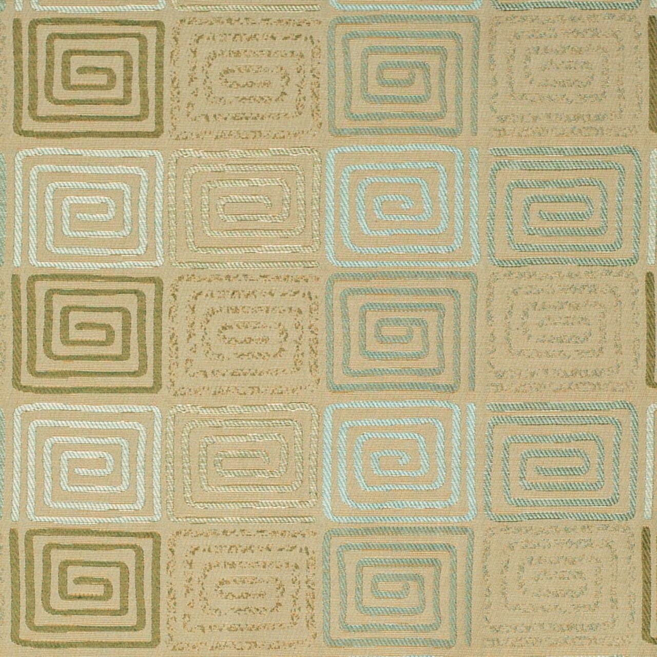 Spring - Aqua Teal,green Abstract Geometric,greek Key Upholstery Fabric 54 Inches"